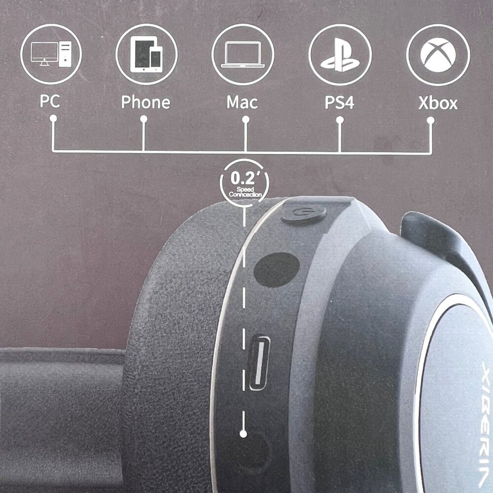 Xiberia G01 Wireless Gaming Headset With Detachable ENC Microphone MISSING USB - Picture 15 of 16